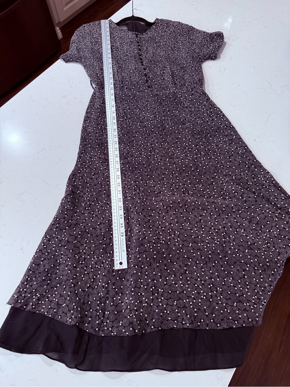 Kay Unger New York  Classic  Silk Short-Sleeve Midi Vintage Dress. size 10 - Picture 4 of 8